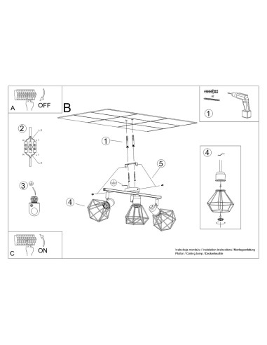 Plafon ARTEMIS 3 czarny