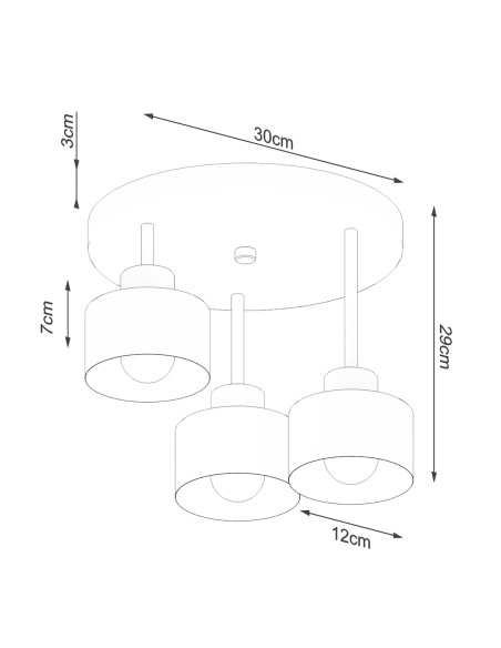 Plafon SAVAR 3 czarny