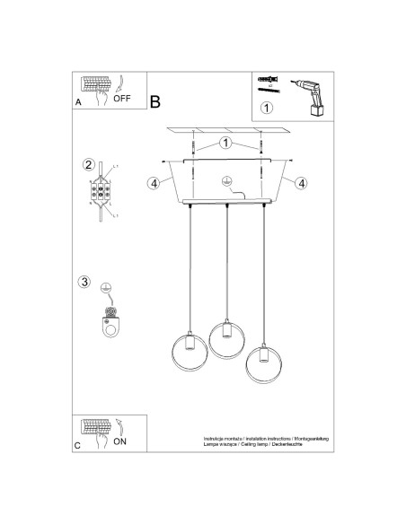 Lampa wisząca TITRAN 3 biała