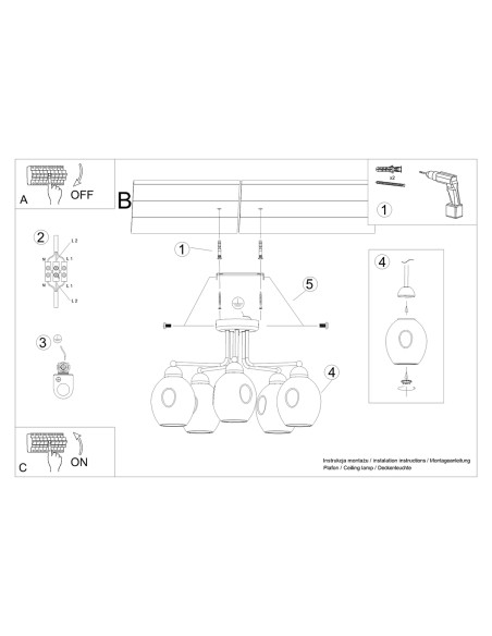 Żyrandol FILLAN 5 czarny