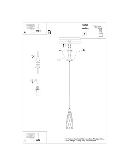Lampa wisząca SUBA 1 czarna