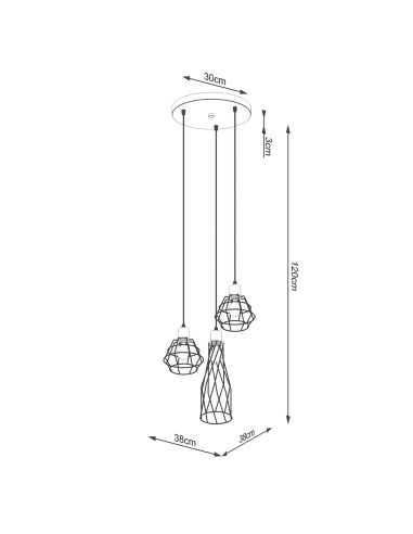 Lampa wisząca SUBA 3P czarna