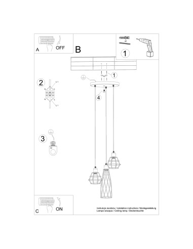 Lampa wisząca SUBA 3P czarna