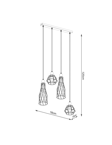 Lampa wisząca SUBA 4L czarna