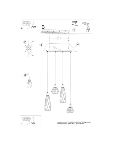 Lampa wisząca SUBA 4L czarna