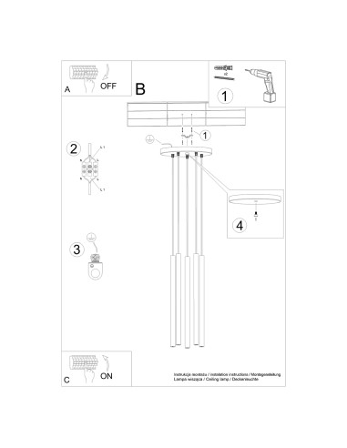 Lampa wisząca PASTELO 5P czarna
