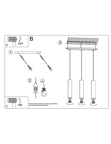 Lampa Wisząca LAGOS 3 złoty połysk
