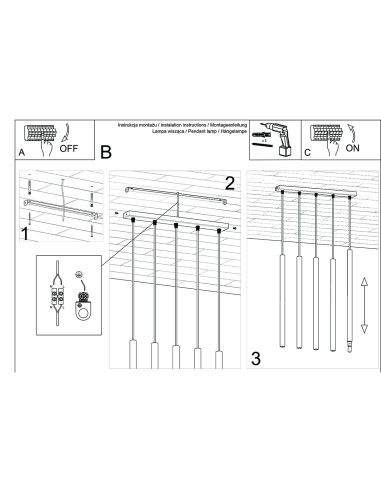 Lampa wisząca PASTELO 5L drewno
