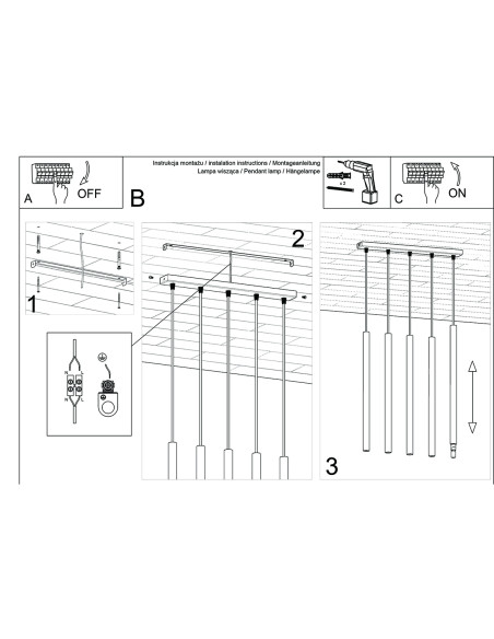 Lampa wisząca PASTELO 5L drewno