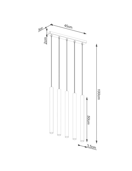 Lampa wisząca PASTELO 5L beton