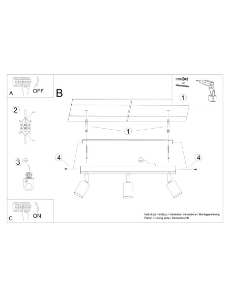 Plafon VERDO 3L biały