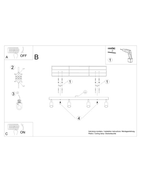 Plafon VERDO 4 biały
