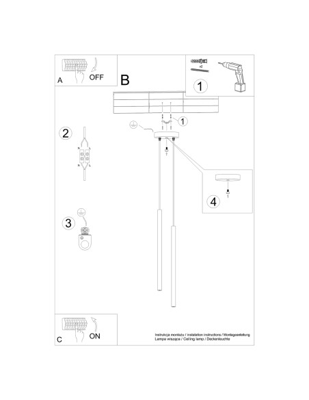 Lampa wisząca PASTELO 2 złota