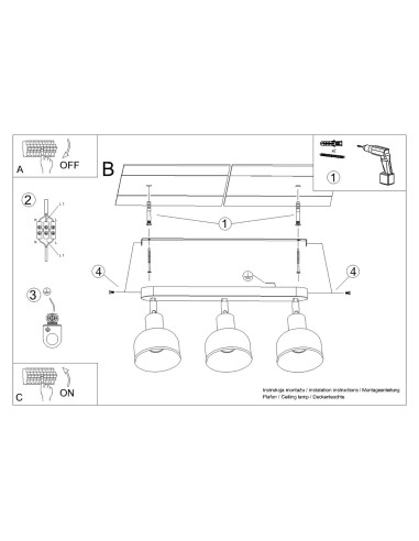 Plafon ELBA 3 czarny
