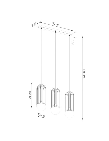 Lampa wisząca BRINA 3L czarna