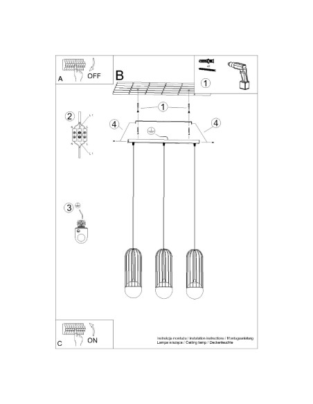 Lampa wisząca BRINA 3L czarna
