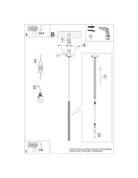 Lampa wisząca ARCHE 1 czarna