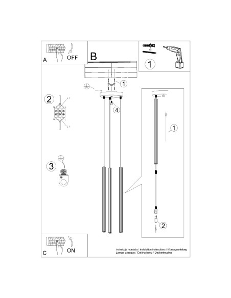 Lampa wisząca ARCHE 3P biała