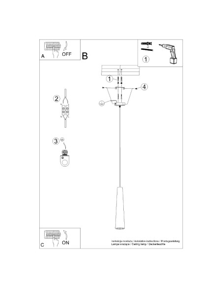 Lampa wisząca ELECTRA czarna beton