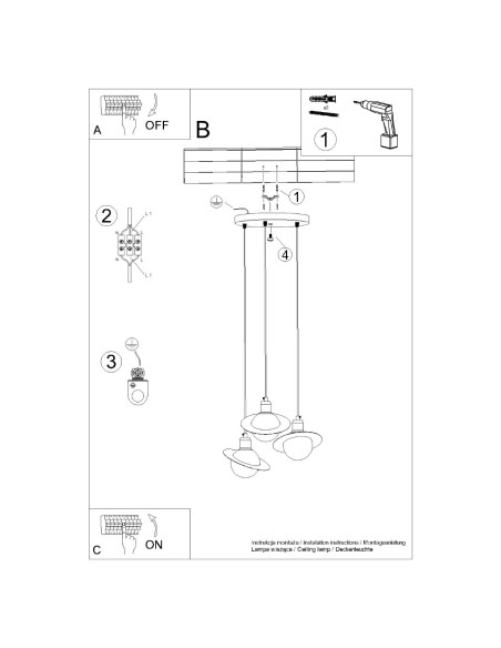 Lampa wisząca HYPERION 3P czarny