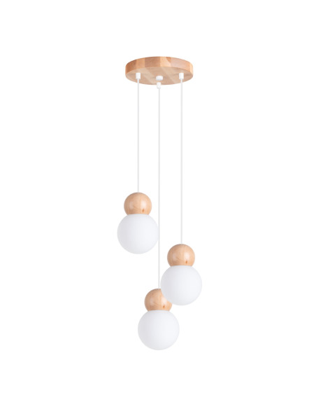 Lampa wisząca PEKKA 3P biała/naturalne drewno