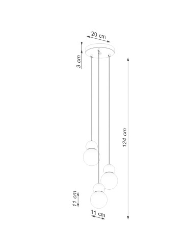Lampa wisząca PEKKA 3P biała/naturalne drewno