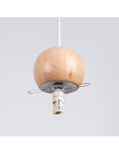 Lampa wisząca PEKKA 3P biała/naturalne drewno