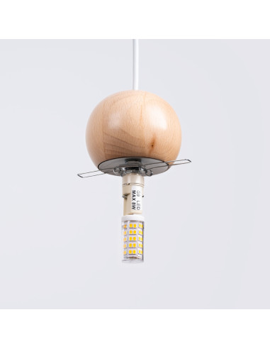 Lampa wisząca PEKKA 3P biała/naturalne drewno