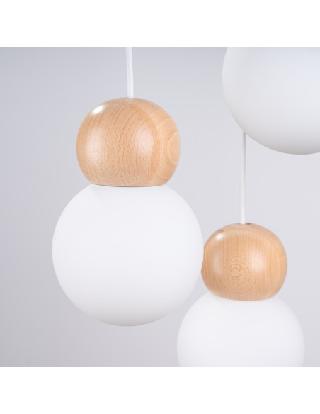 Lampa wisząca PEKKA 3P biała/naturalne drewno