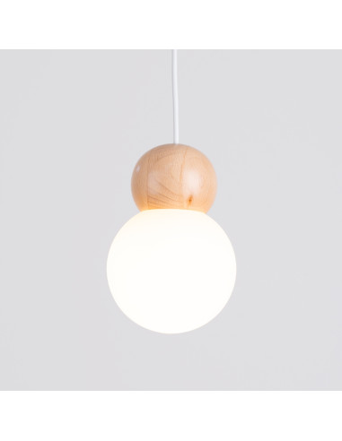 Lampa wisząca PEKKA 3P biała/naturalne drewno