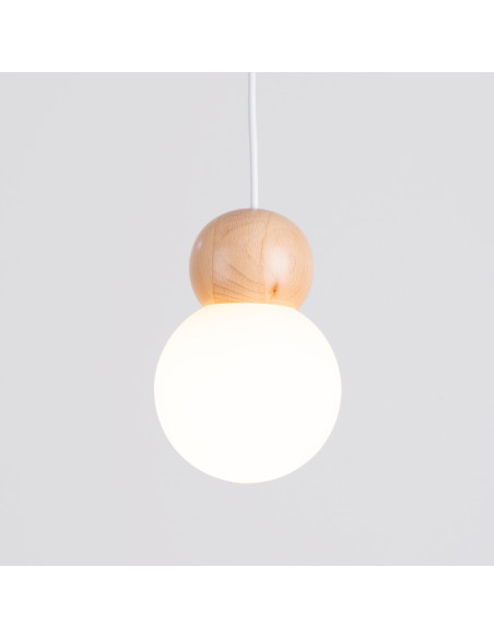 Lampa wisząca PEKKA 3P biała/naturalne drewno