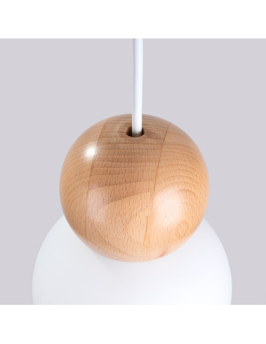 Lampa wisząca PEKKA 3P biała/naturalne drewno