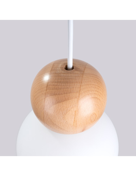 Lampa wisząca PEKKA 3P biała/naturalne drewno