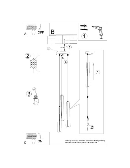 Lampa wisząca PRYSM 3P biała
