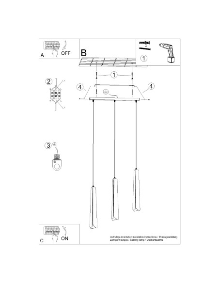 Lampa wisząca PRYSM 3L czarna