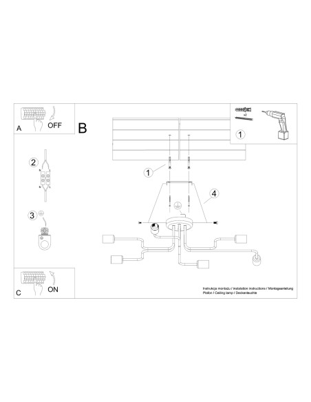Żyrandol VECTOR 6 czarny