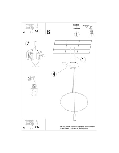 Lampa wisząca HOLAR 1 czarna
