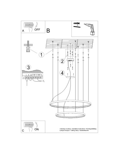 Żyrandol RIO 2 55/78 czarny LED 3000K