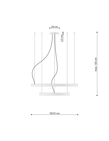 Żyrandol RIO 2 55/78 czarny LED 3000K