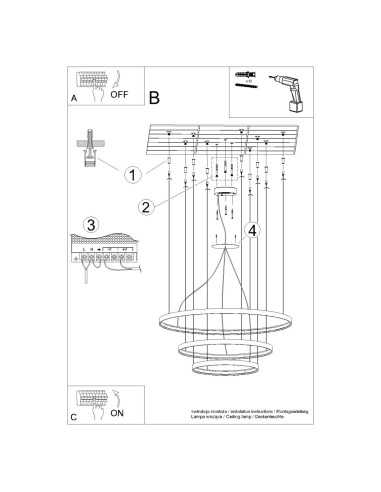 Żyrandol RIO 3 55/78/110 czarny LED 4000K