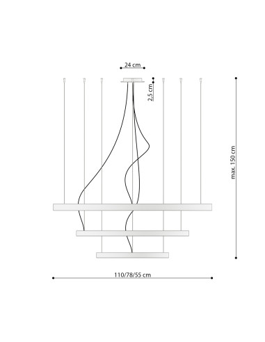 Żyrandol RIO 3 55/78/110 czarny LED 4000K