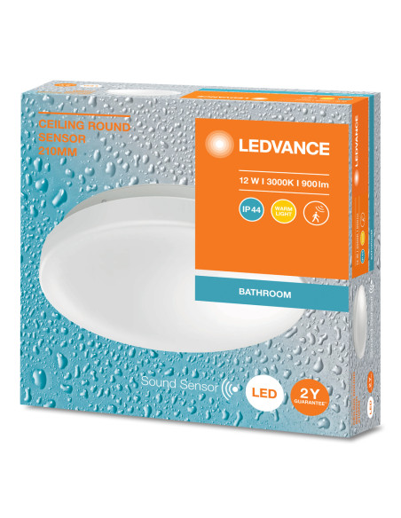PLAFON LED CEILING  ROUND 210 SENSOR DZWIĘKU 12W 3000K ciepła biała IP44 