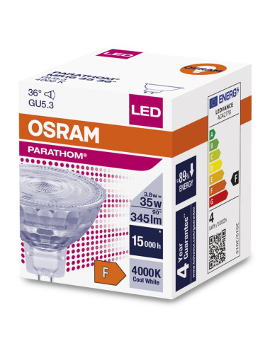 ŻARÓWKA LED PARA MR16 35 3.8W 4000K neutralna biała  36° 350LM GU5.3 GLASS 