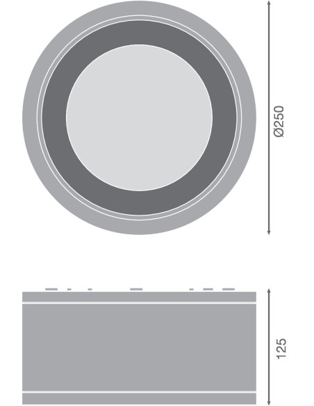 DOWNLIGHT SURFACE DN 250 P 45W 3000K ciepła biała  60D IP65 BK 