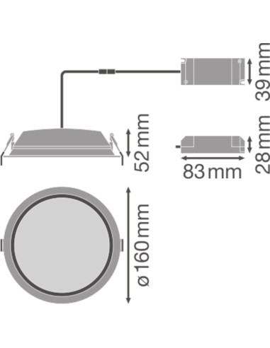 DOWNLIGHT DL ALU DALI DN150 14W/6500K WT IP44 