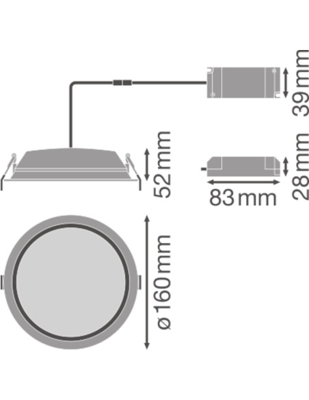DOWNLIGHT DL ALU DALI DN150 14W/6500K WT IP44 