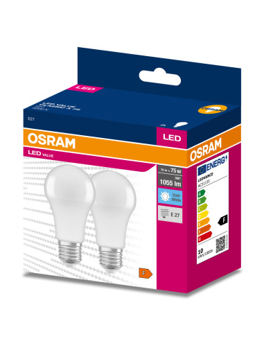 ŻARÓWKA LED 2-PAK VALUE CLA75 10W 4000K neutralna biała  1055LM 230V FR E27 