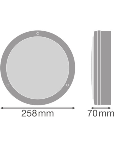 PLAFON SURFACE BULKHEAD ON/OFF 250 10W/3000K WT IP65 
