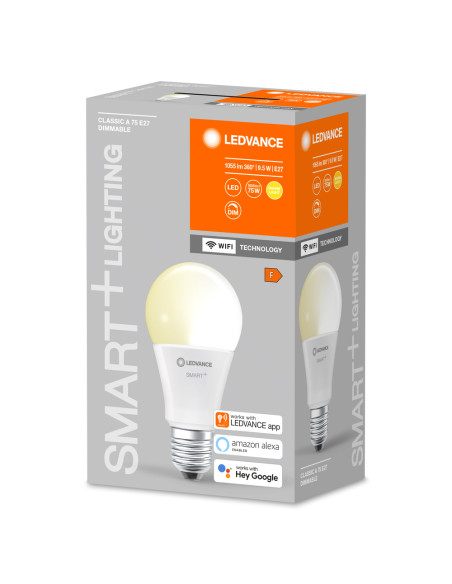 ŻARÓWKA LED SMART+ WIFI A75 DIM 9,5W 2700K ciepła biała  1055LM FR E27 