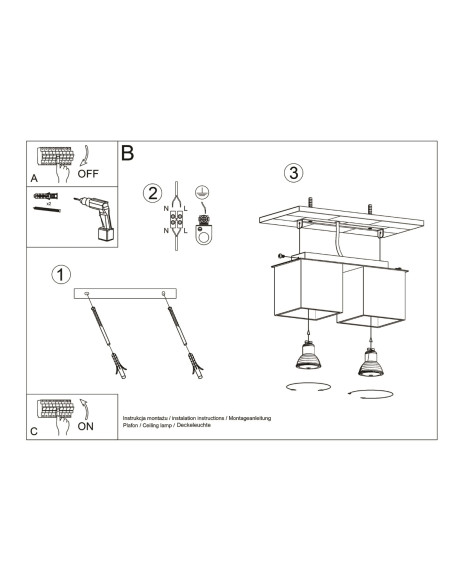 Plafon QUAD 2 czarny